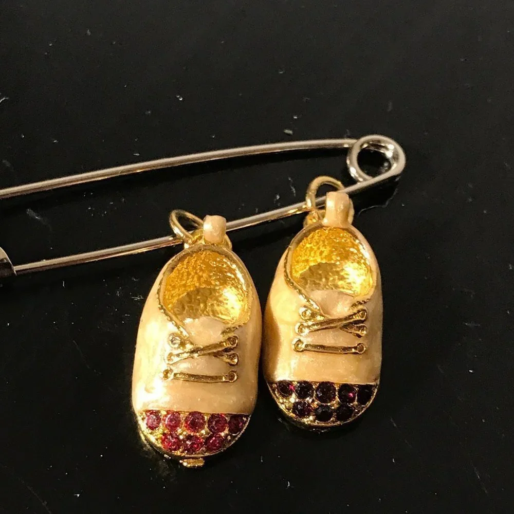 Firenza Baby Shoes Gold Shoe Charm Vtg Deadstock NWT Boy Girl Mother Gift